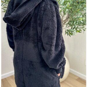 Cozy Plush Hooded Jacket - Black